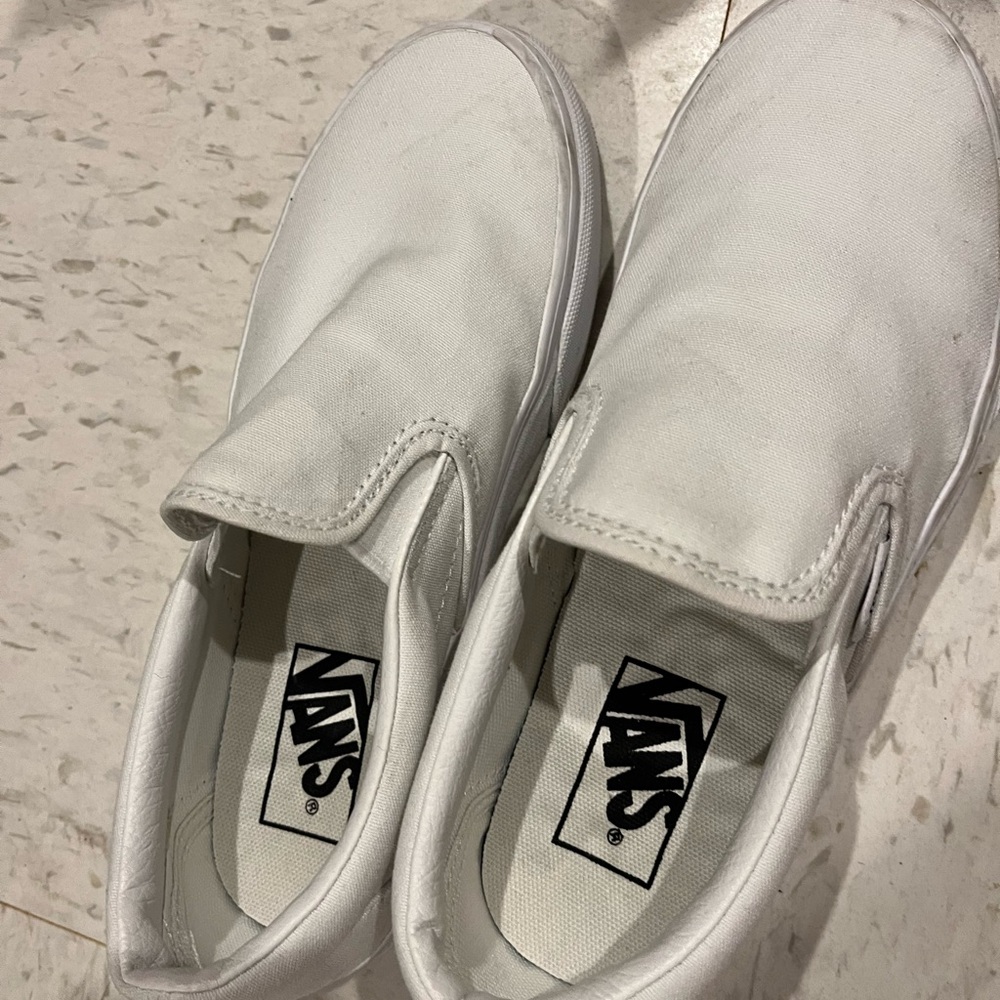 Vans Classic White Canvas Slip-Ons